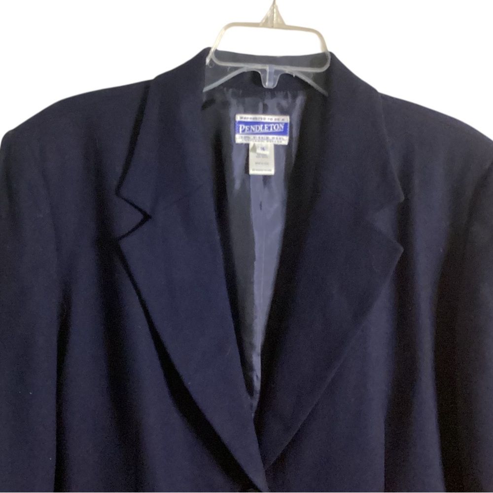 Pendleton Virgin Wool Navy Blue Button Down Blaze… - image 3